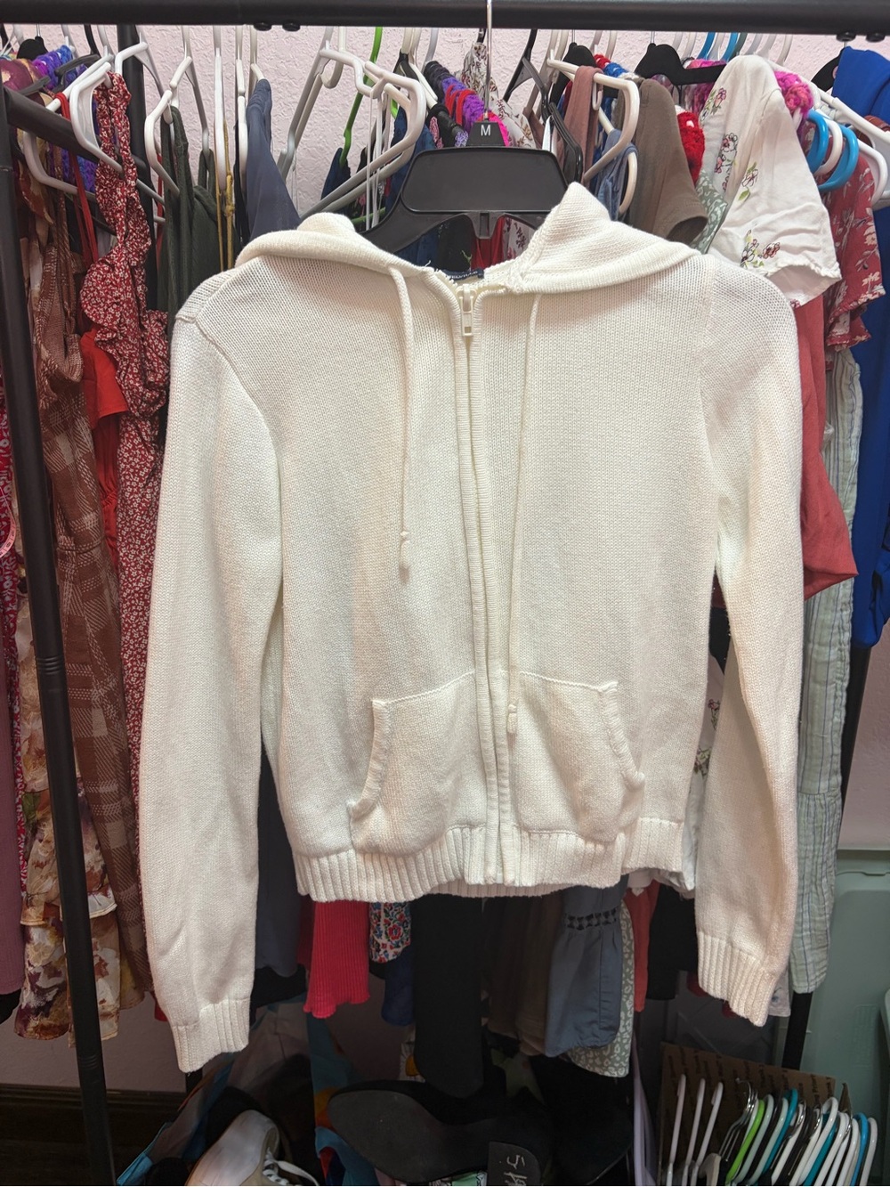 Brandy Melville Cream Zip-Up Hoodie